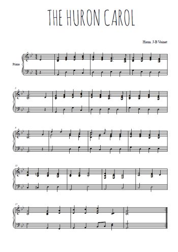 Téléchargez l'arrangement pour piano de la partition de The Huron carol en PDF